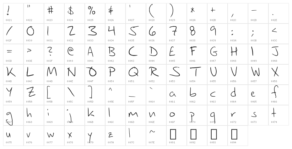FG-ballpoint Character Map