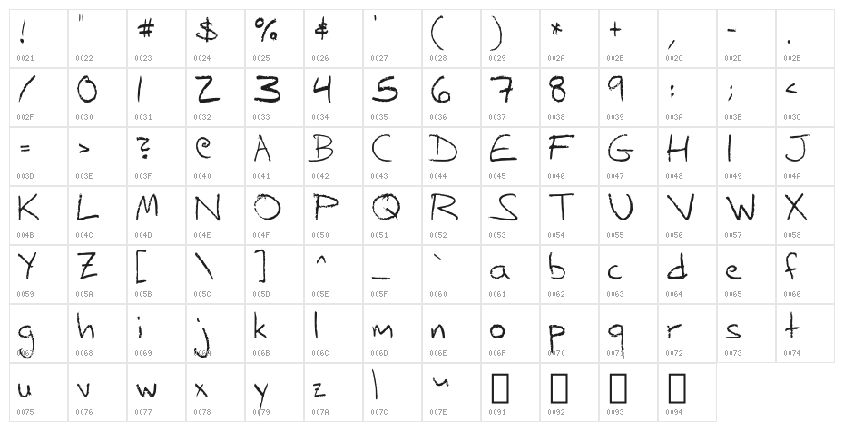 FG-pencil Character Map