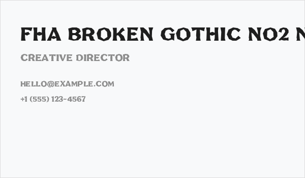 FHA Broken Gothic No2 NC Business Card