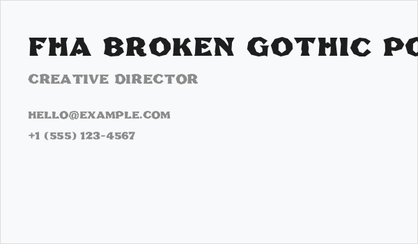 FHA Broken Gothic Poster NC Business Card