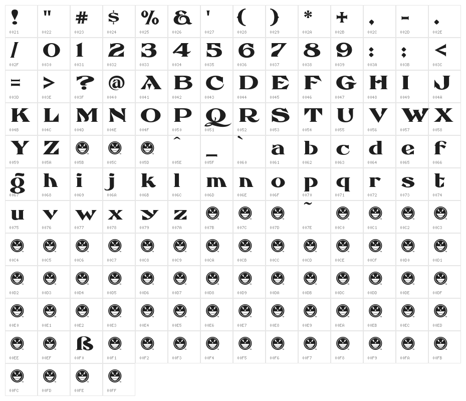FHA Eccentric French Normal Character Map