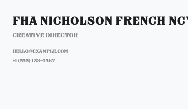 FHA Nicholson French NCV Normal Business Card