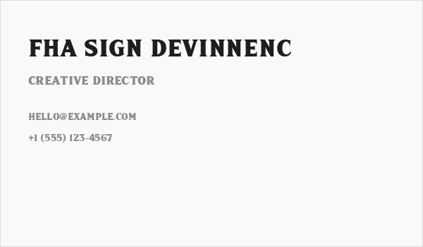 FHA Sign DeVinneNC Business Card