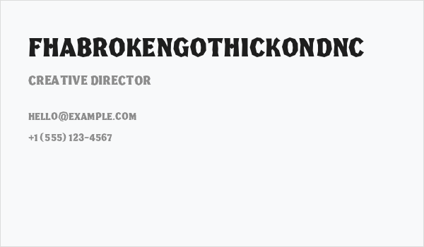 FHABrokenGothicKondNC Business Card
