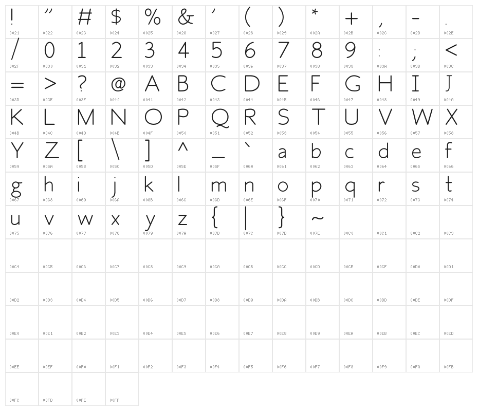 Fh_Space Character Map