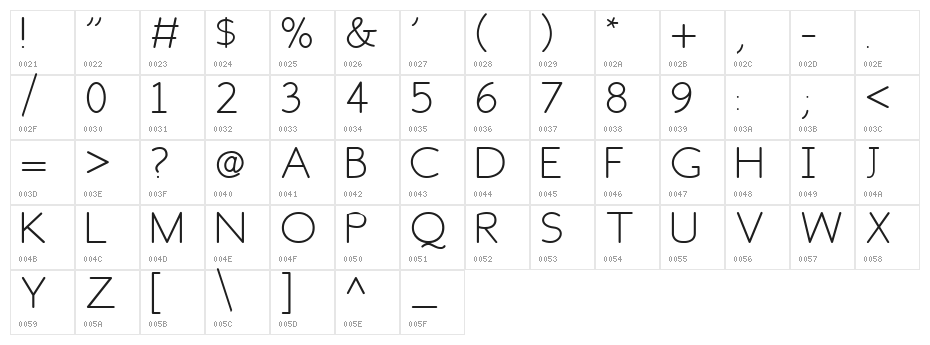 Fh_Space Character Map