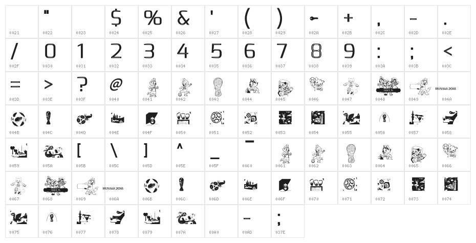 FIFA 18 ART Character Map