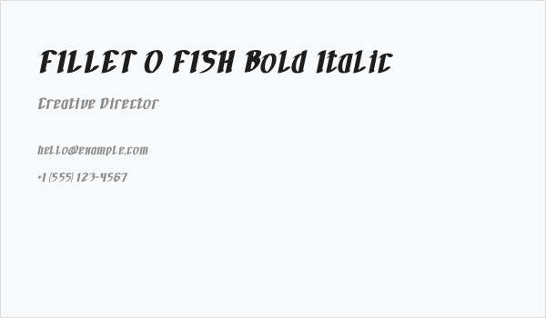 FILLET O FISH Bold Italic Business Card