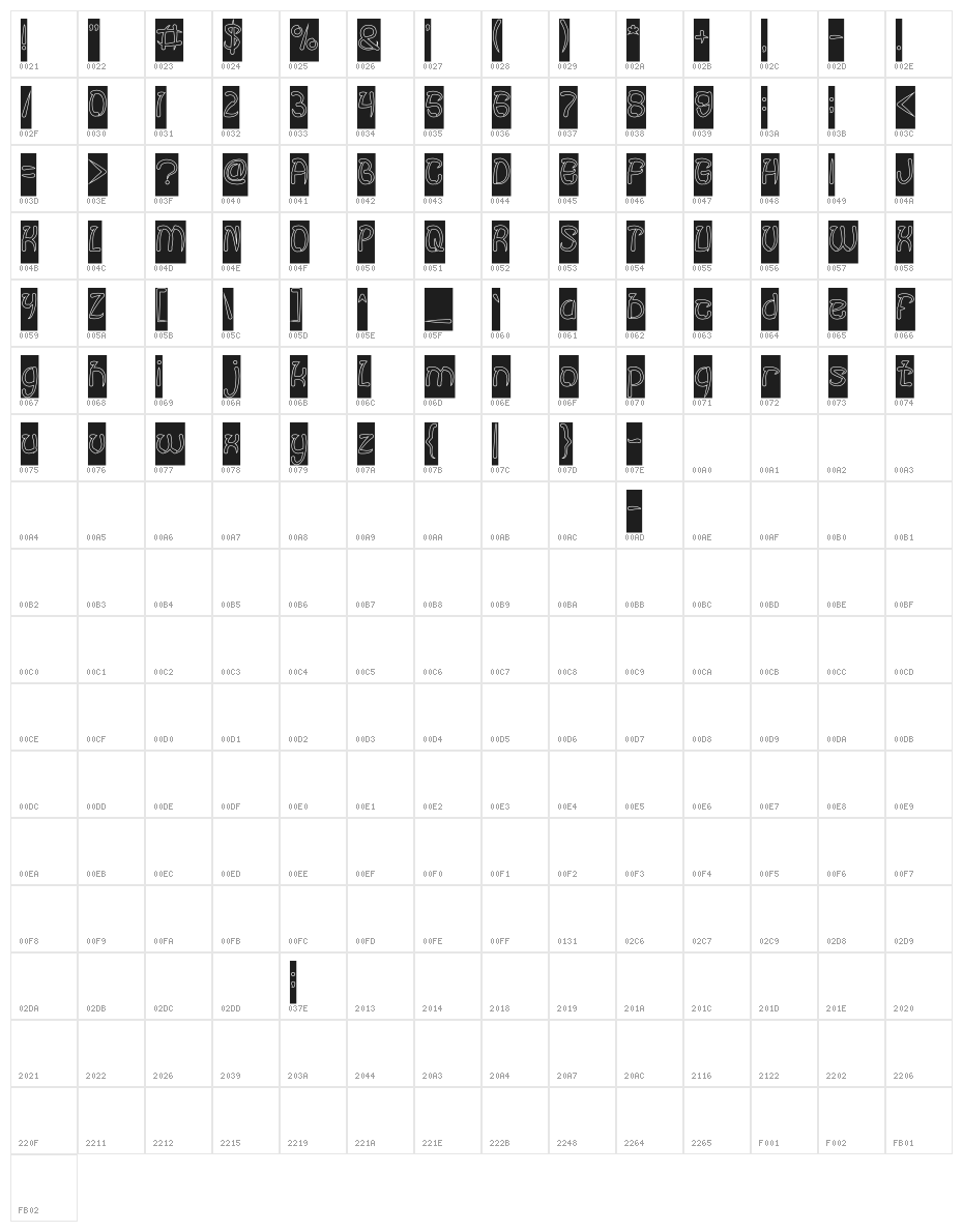 FISH BONE-Hollow-Inverse Character Map