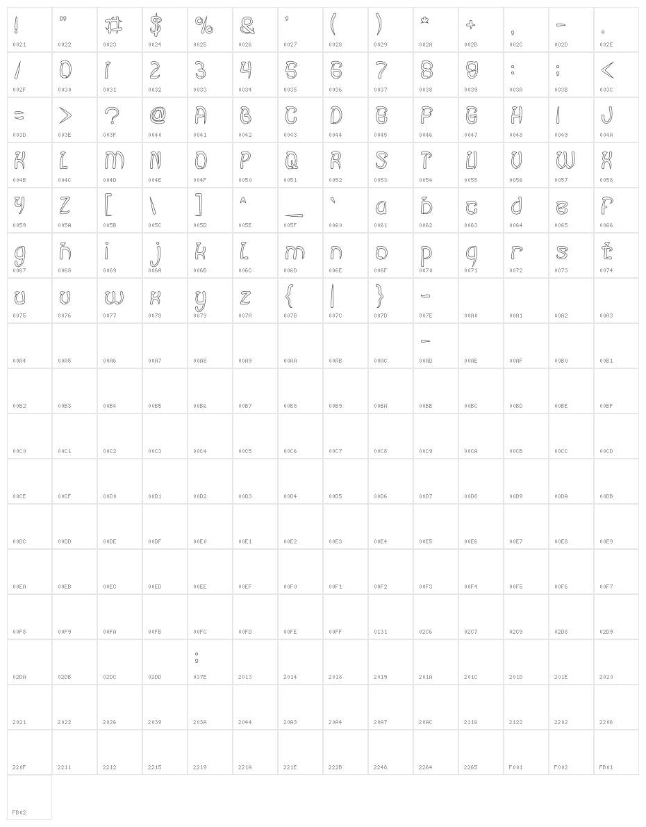 FISH BONE-Hollow Character Map