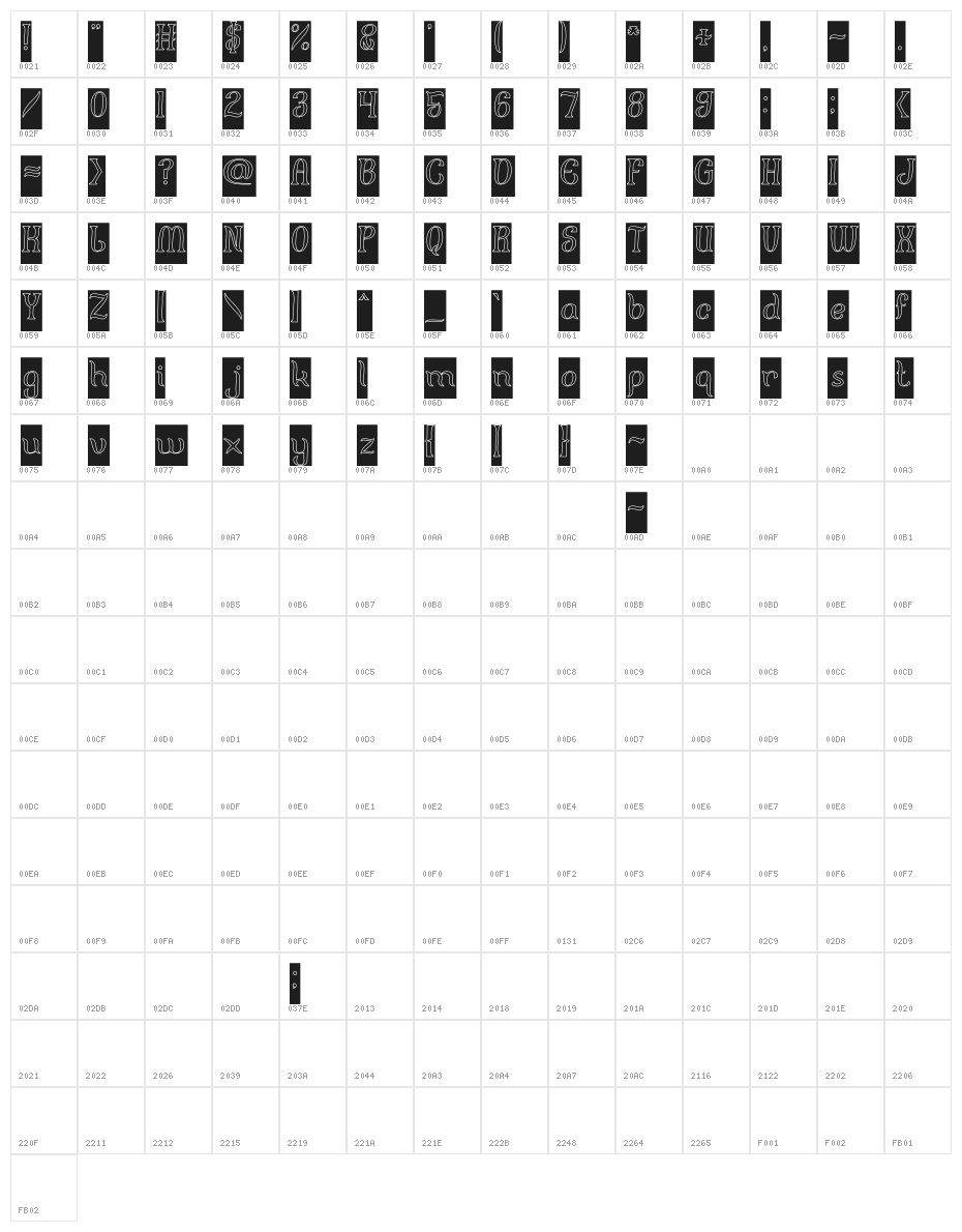 FISHERMAN-Hollow-Inverse Character Map