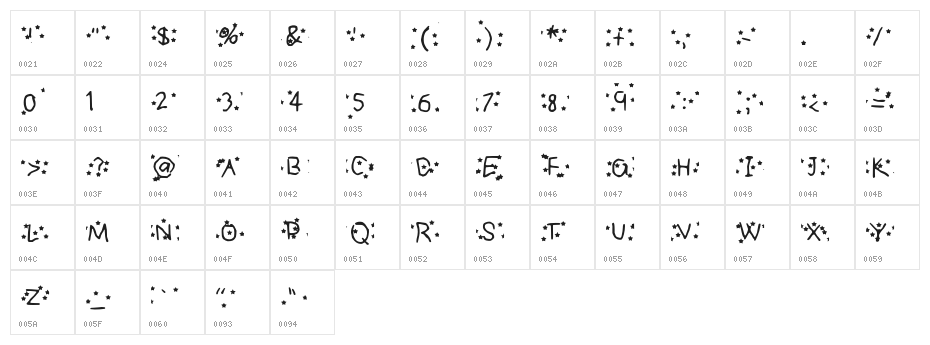 FIVE STAR GENERAL Medium Character Map