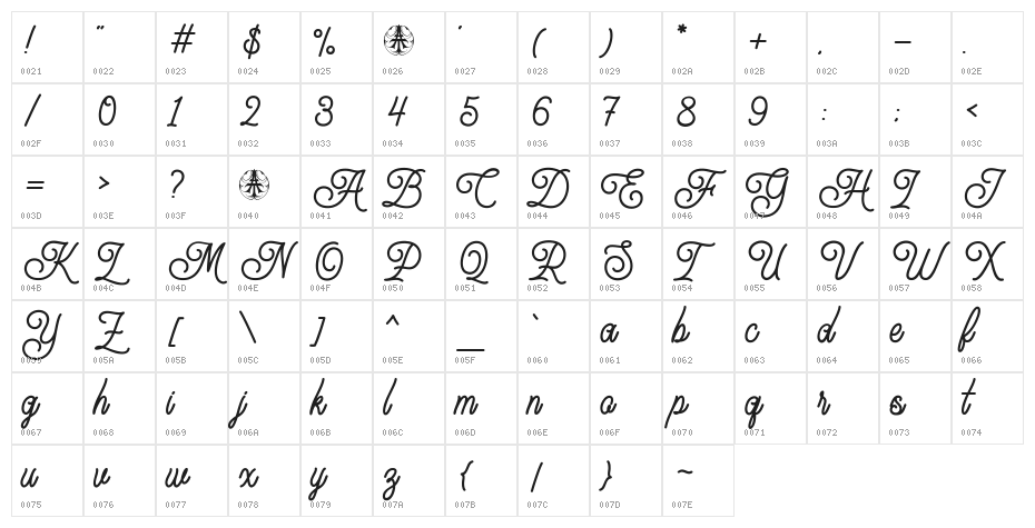 FIneziaPersonalUseOnly-Regular Character Map