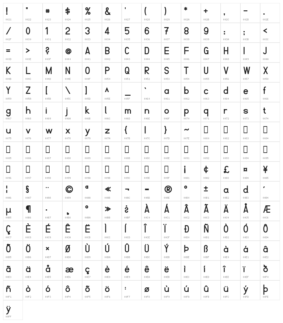 Fibel Nord Bold Character Map
