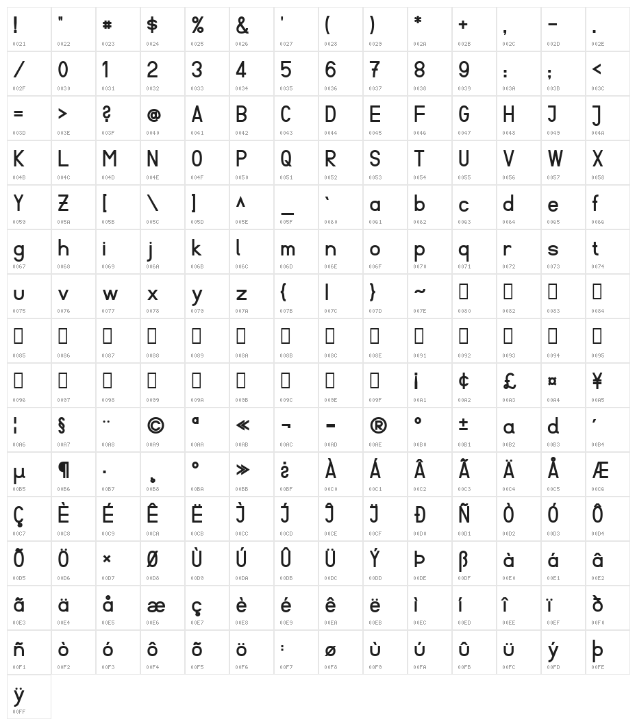 Fibel Sued  Bold Character Map