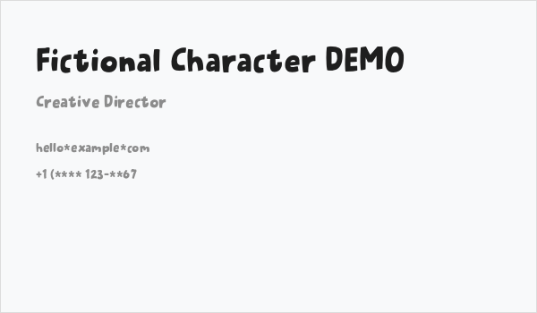 Fictional Character DEMO Business Card