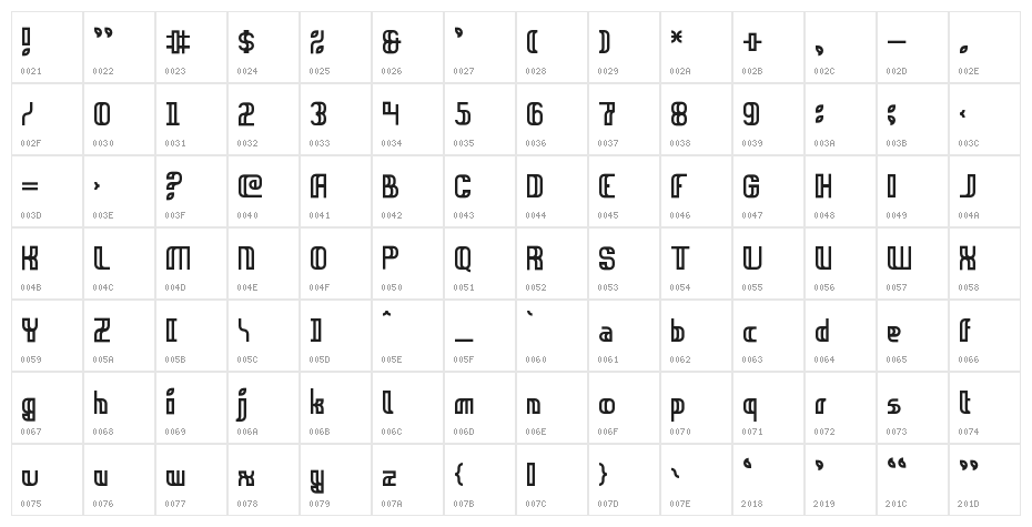 FieldDay-Regular Character Map