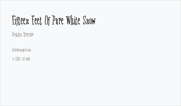 Fifteen Feet Of Pure White Snow Business Card