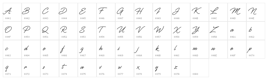 Fiftyes Character Map