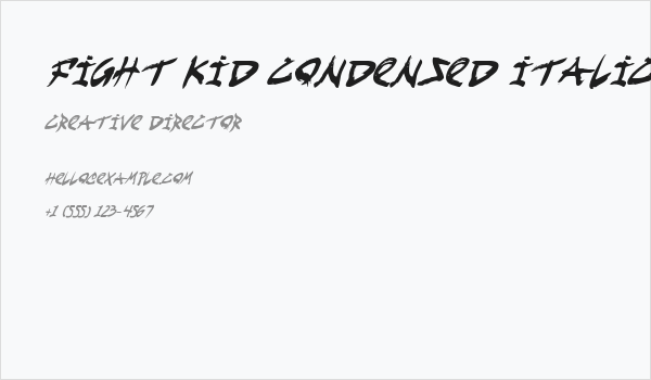 Fight Kid Condensed Italic Business Card