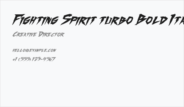 Fighting Spirit turbo Bold Italic Business Card