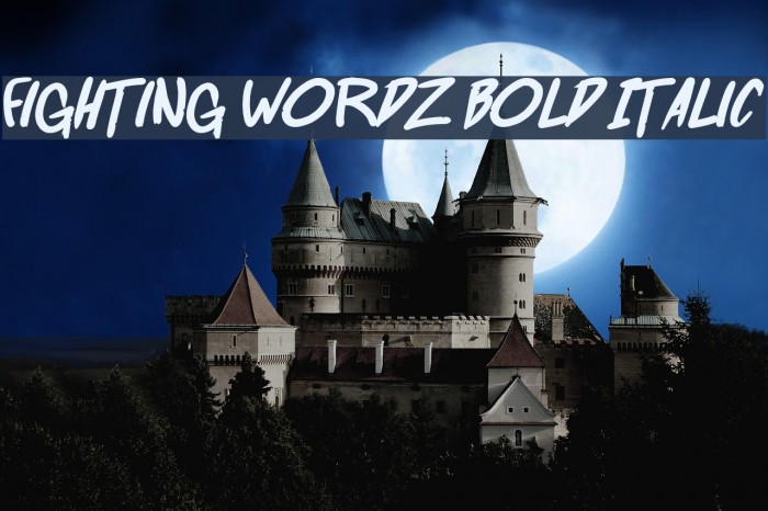 Fighting wordz Bold Italic Font examples