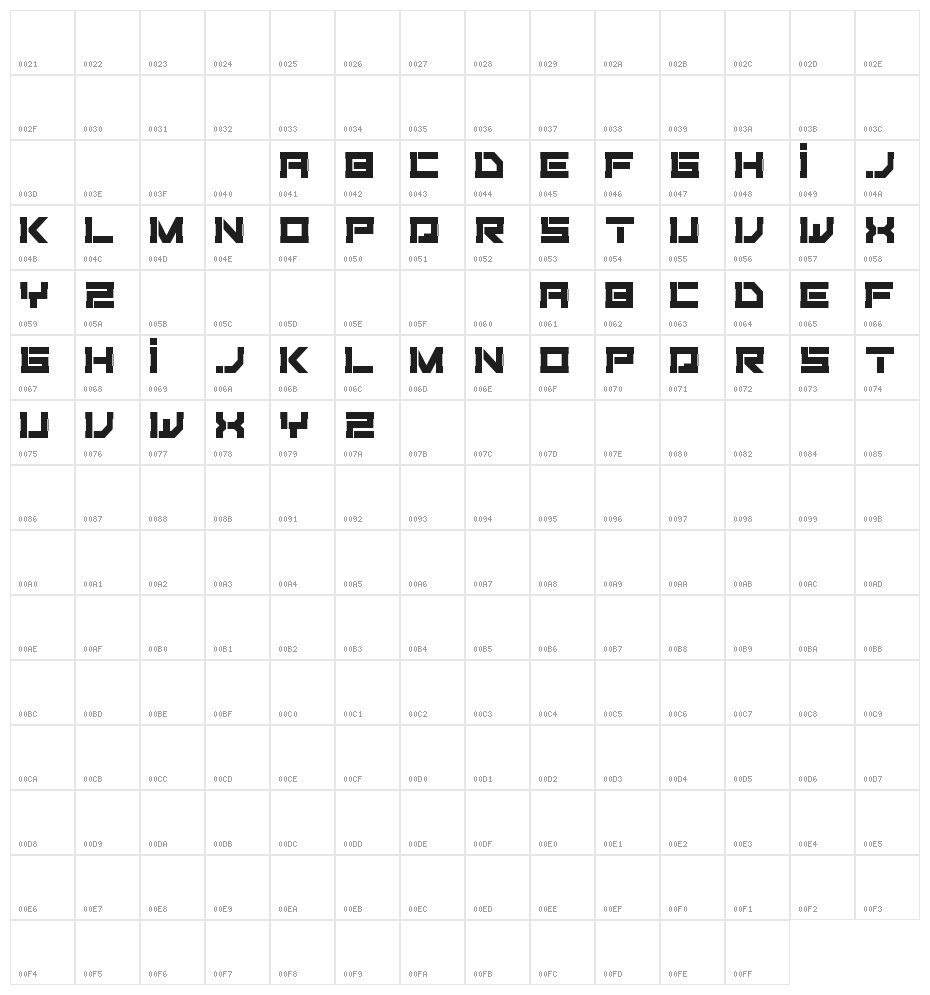 Fiker Futura Character Map