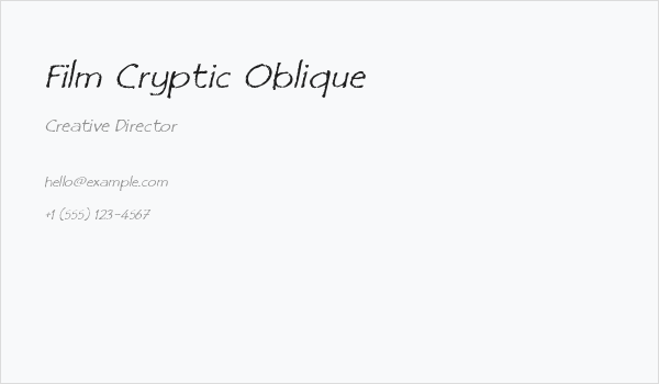 Film Cryptic Oblique Business Card