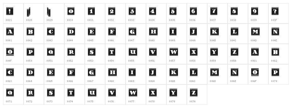 Film Letters Filled Regular Character Map