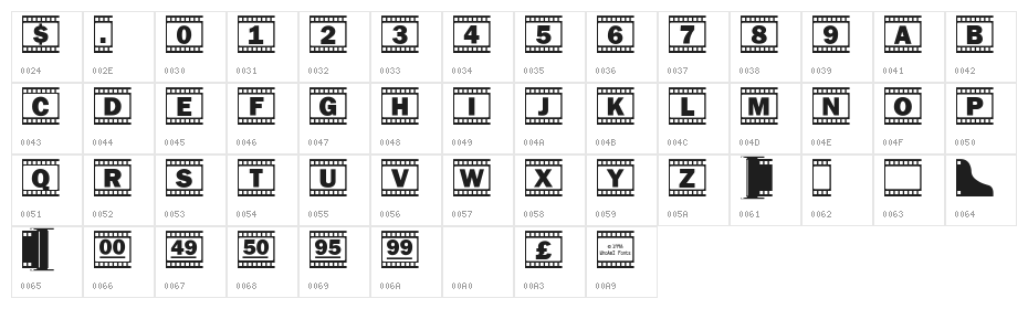 FilmStrip Character Map