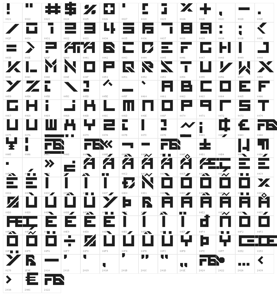 Filthy Bassline Character Map