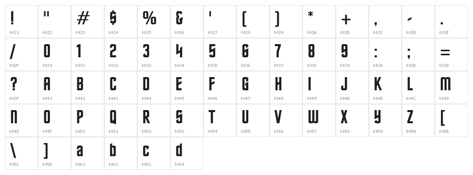 Final Frontier Old Style Character Map