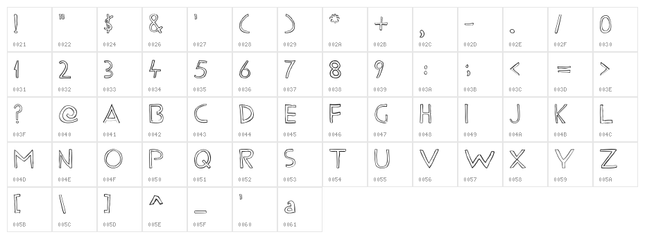 Fine LineRegular Character Map