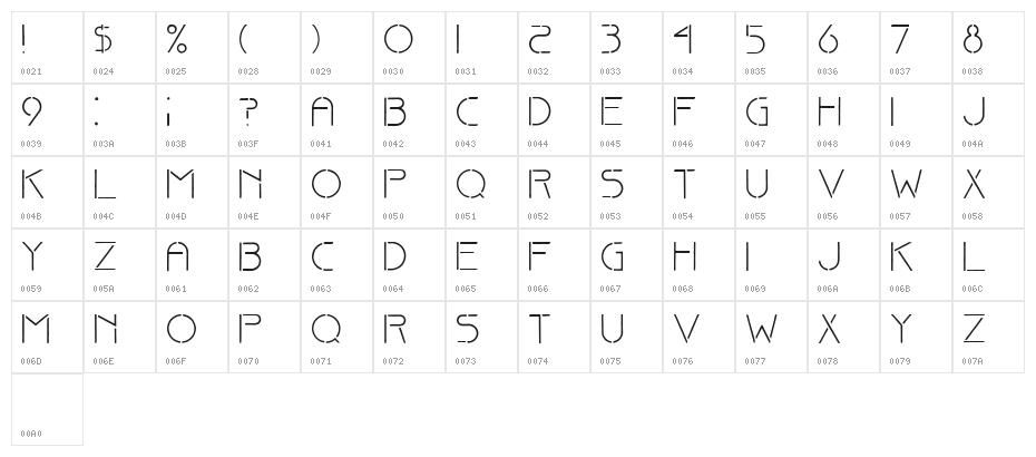Fine stencil fine Character Map