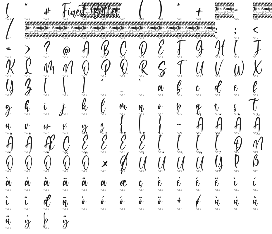 Finest Butter Personal Use Character Map