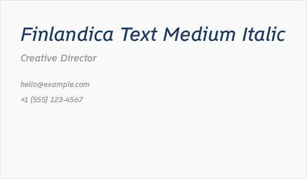 Finlandica Text Medium Italic Business Card