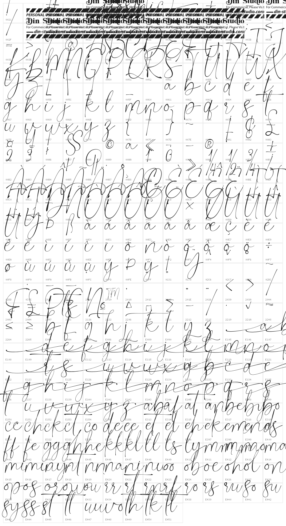 Fiosthic Personal Use Character Map