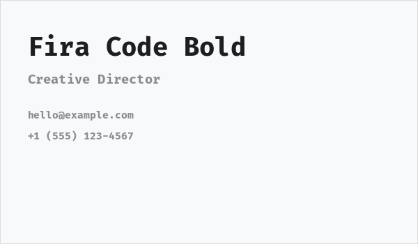 Fira Code Bold Business Card