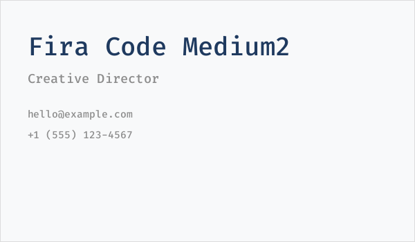 Fira Code Medium2 Business Card