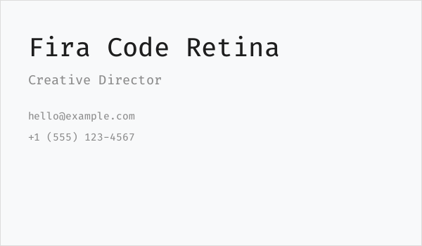 Fira Code Retina Business Card