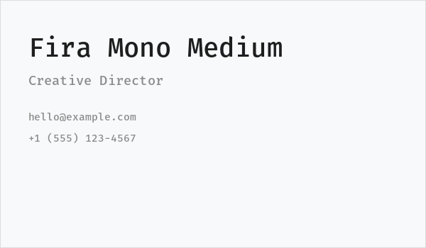 Fira Mono Medium Business Card