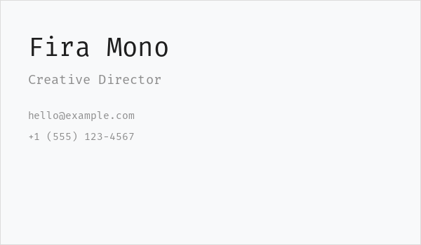 Fira Mono Business Card