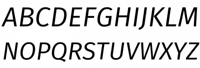 Fira Sans Book Italic Schriftart Groß