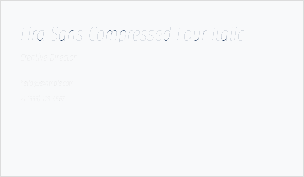 Fira Sans Compressed Four Italic Business Card