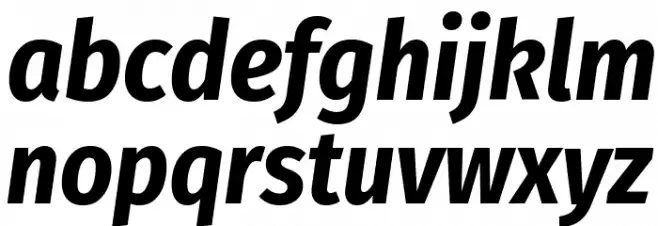 Fira Sans Condensed Bold Italic Schriftart Kleinbuchstaben