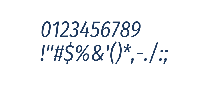 Fira Sans Condensed Book Italic Other Characters