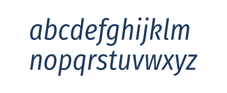 Fira Sans Condensed Book Italic Lowercase