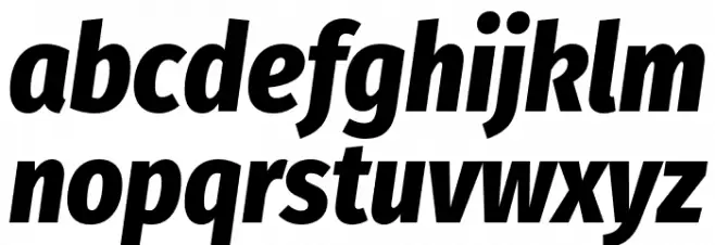 Fira Sans Condensed ExtraBold Italic Caratteri MINUSCOLO