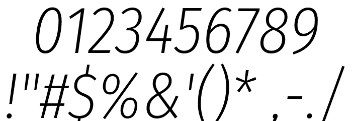 Fira Sans Condensed ExtraLight Italic Font OTHER CHARS