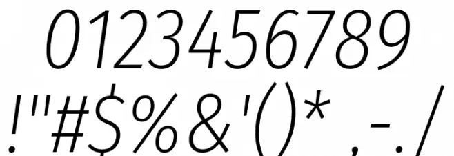 Fira Sans Condensed ExtraLight Italic Font OTHER CHARS